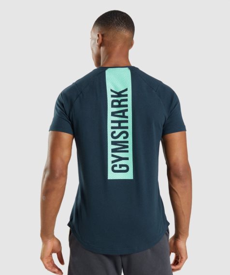 Men's Gymshark Bold T-Shirts Navy | NZ 0QHXFG